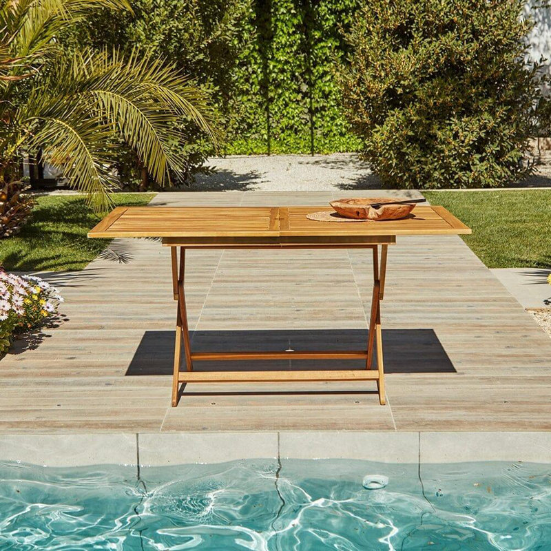 Nayoun 4 - Person Wood Patio Dining Set with Rectangular Table, No Arm, Grey
