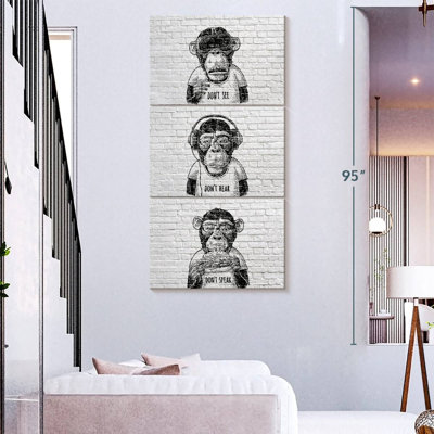 " Three Wise Monkeys BW " by Existencils 3 - Pieces