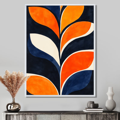 Motif de feuilles au coucher du soleil - Impression d'art mural encadrée sur le thème du feuillage