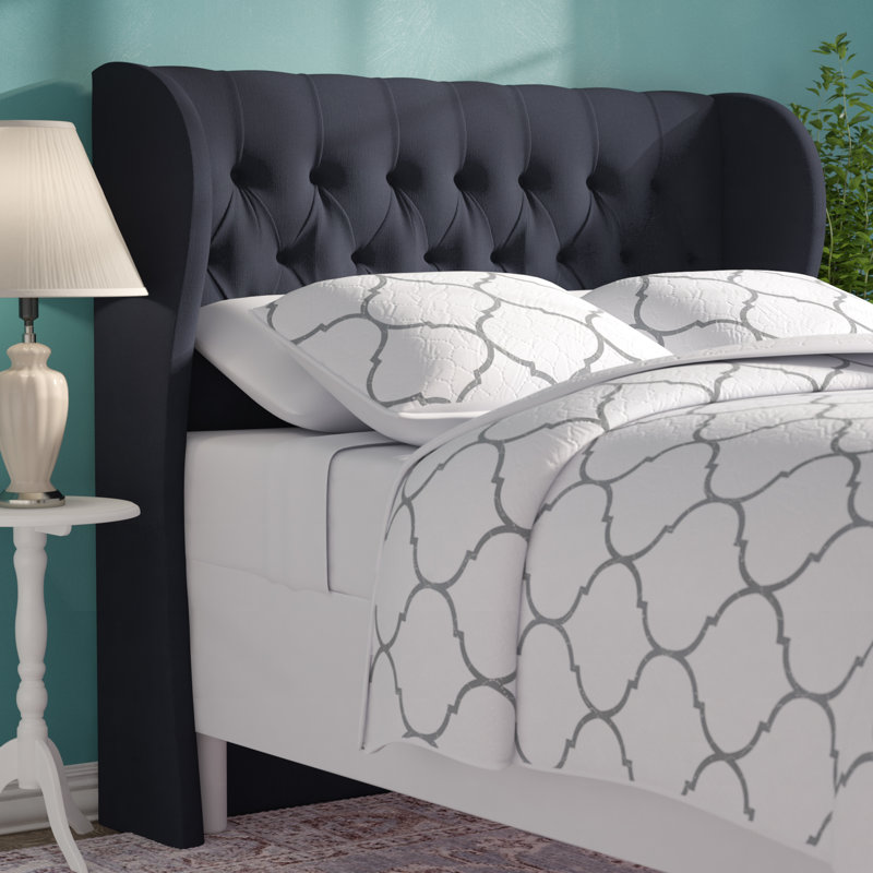 Upholstered Wingback Headboard, White Performance Twill, Full