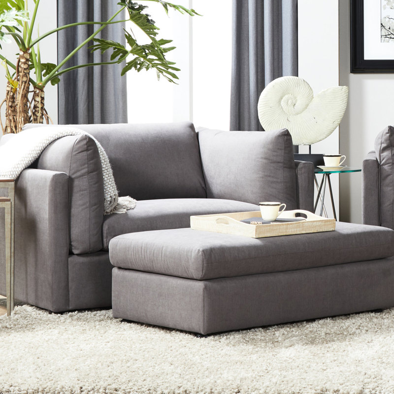 Chaise contemporaine à assise profonde en tissu d'ameublement gris anthracite