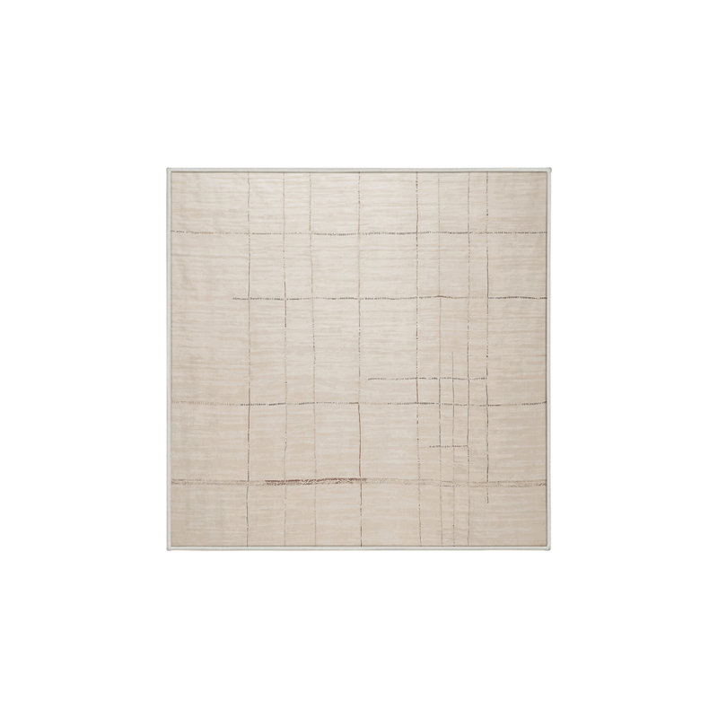 Tapis beige lavable à la machine, Carré 5 pi