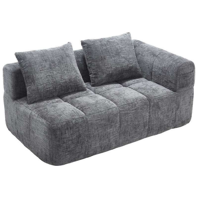 Minimalist modular sofa in premium wrinkle-resistant display fabric with ergonomic design, Gray Chenille