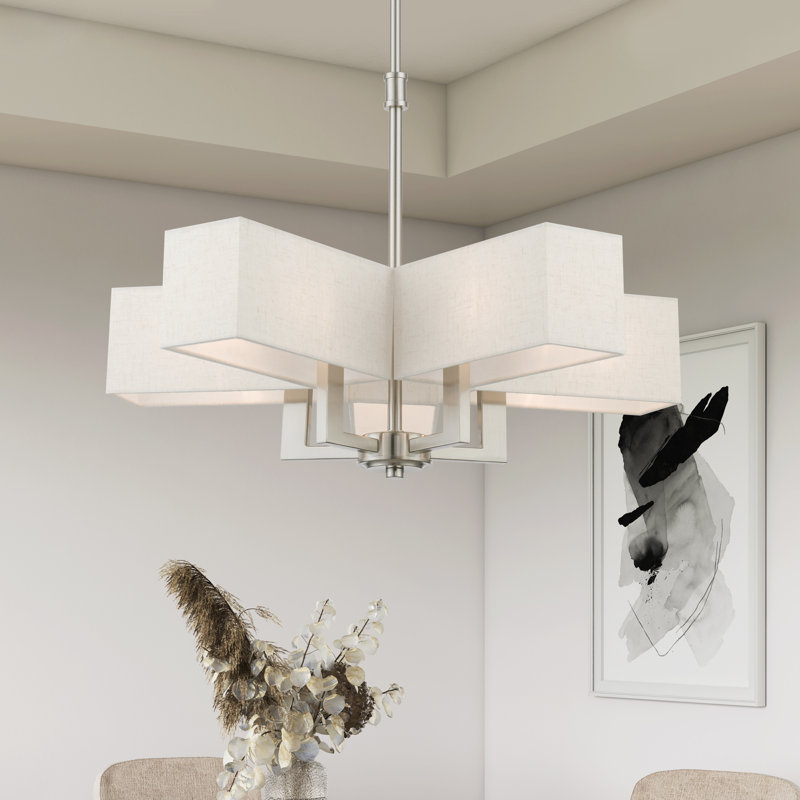 Harahan 5 - Light Steel Dimmable Chandelier, Brushed Nickel