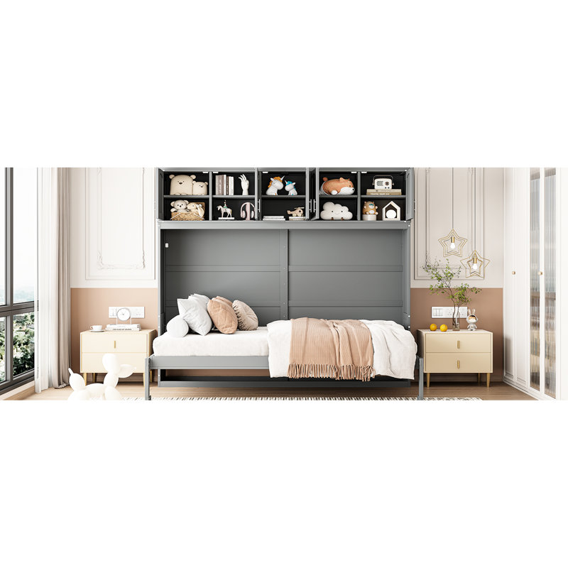 Grand lit gris avec lattes flexibles pour plus de confort, Gris, Grand lit