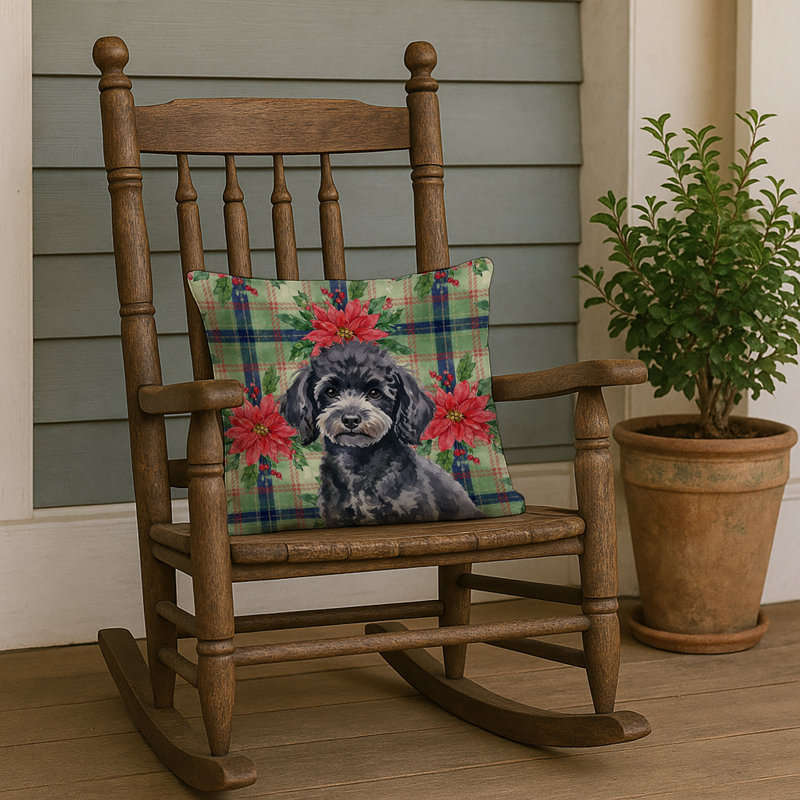 Coussin Toy Poodle, Carré 18 po, Jouet caniche noir