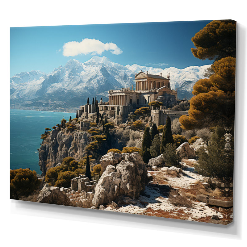" Greece Mythical Parnassus ", Wrapped Canvas, 16" H x 32" W x 1" D