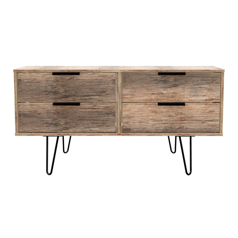 Fully Assembled Berryhill 4 Drawer 112Cm W Chest of Drawers, Oak