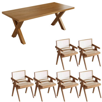 Ensemble de table de salle à manger en bois massif de style japonais