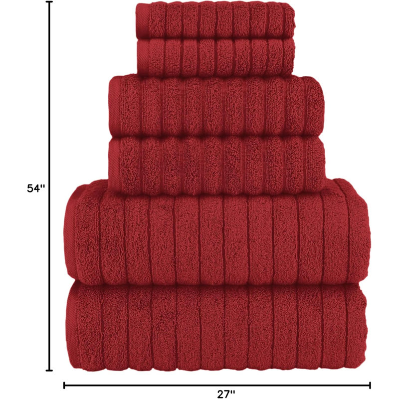 Elegant Comfort 100% Turkish Cotton Corduroy Ribbed Luxury Bath Towels 6-Piece Set, Premium Feel - Quick Dry, Highly Absorbent, Contains 2 Bath Towels, 2 Hand Towels, And 2 Washcloths