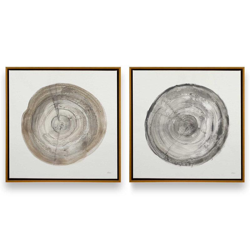Ensemble de 2 impressions sur toile Rings of Time Duo II, Cadre flottant or poli, H 17 po x l 34 po x P 1,75 po