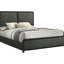 Lit très grand tapissier noir de style Mid-Century moderne, housse, tête de lit gris anthracite et pieds de support stables, style moderne, tissu anti-rayures, base