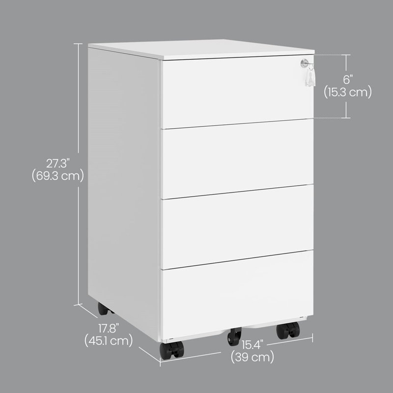 39cm Wide 4 -Drawer File Cabinet, White