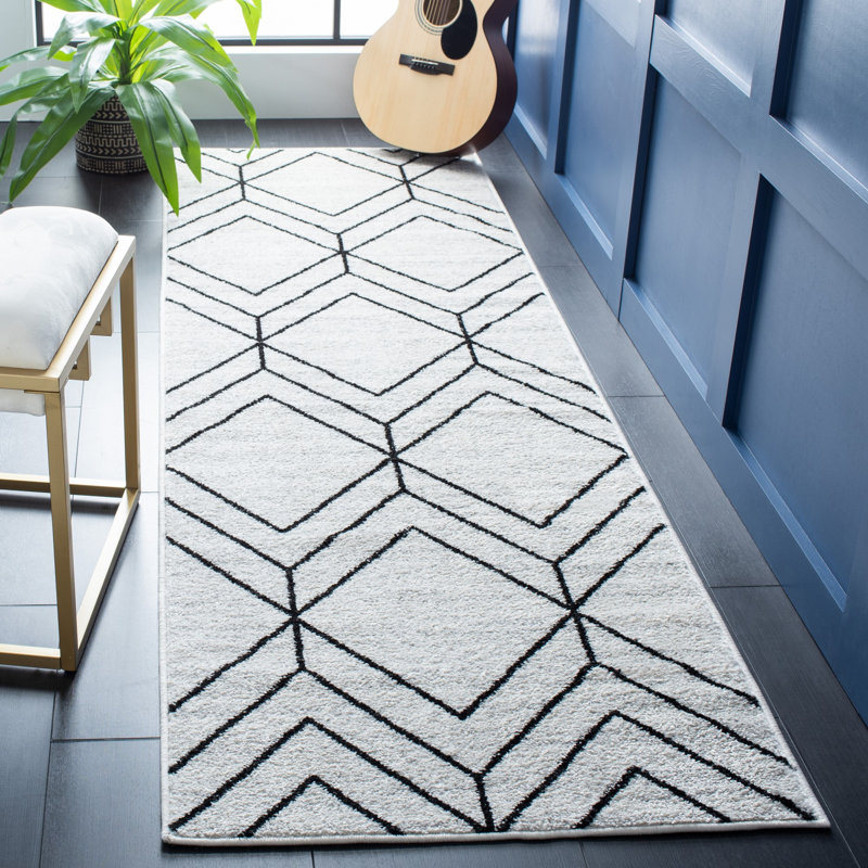 Tapis géométrique Marrufo Performance, Tapis de couloir de 2 pi 6 po x 8 pi
