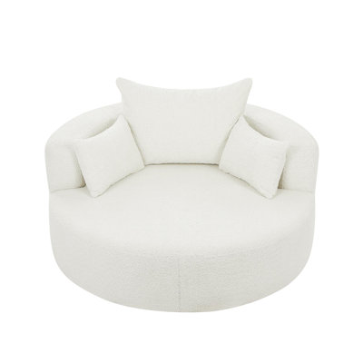 360° Swivel Chair Accent Barrel Chair Swivel Round Sofa Chair With 3 Removable Pillows For Living Room, Bedroom, Office And Hotel,Beige