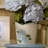 Set of 2 Hydrangea Blue Flower Cachepots includes 2 Sizes - Metal