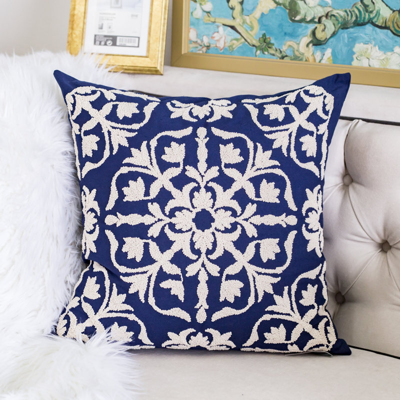 Floral Cotton Throw Pillow