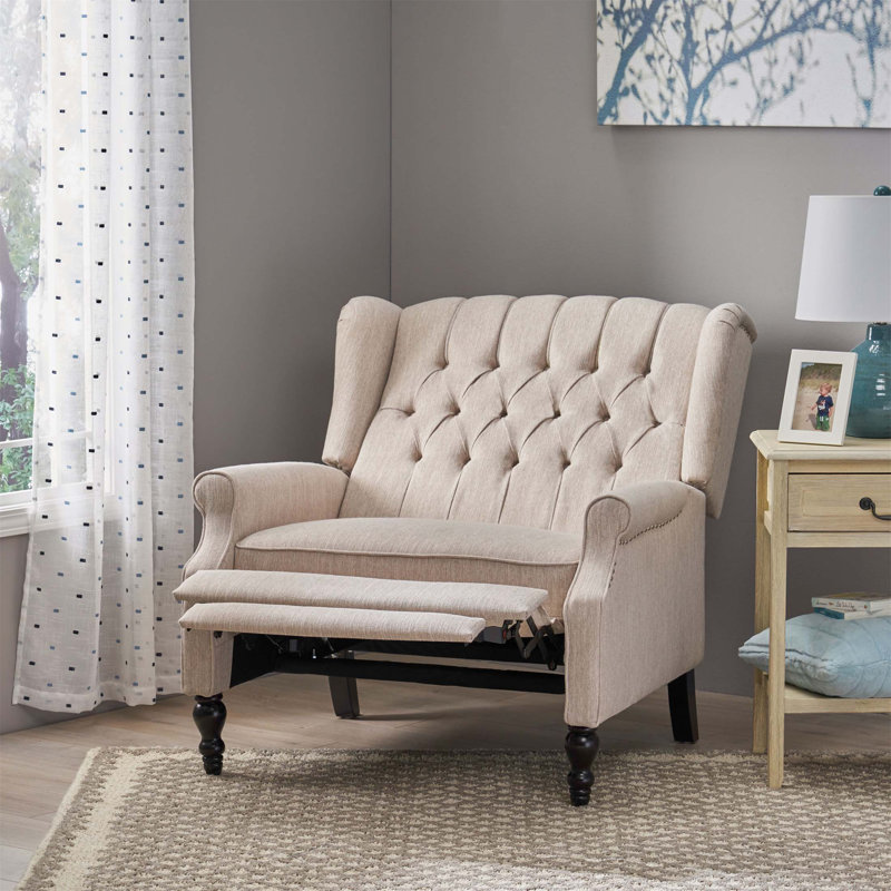 Fauteuil inclinable avec dossier à pression, siège rembourré et dossier à oreilles pour un salon et une chambre à coucher confortables