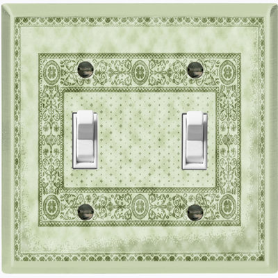 Couvercle de prise de courant en métal pour plaque d'interrupteur (impression de tapis vert lime élégant - double basculement)