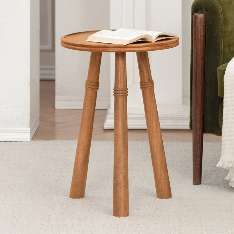 Table de bout en bois massif avec plateau rond Rolf