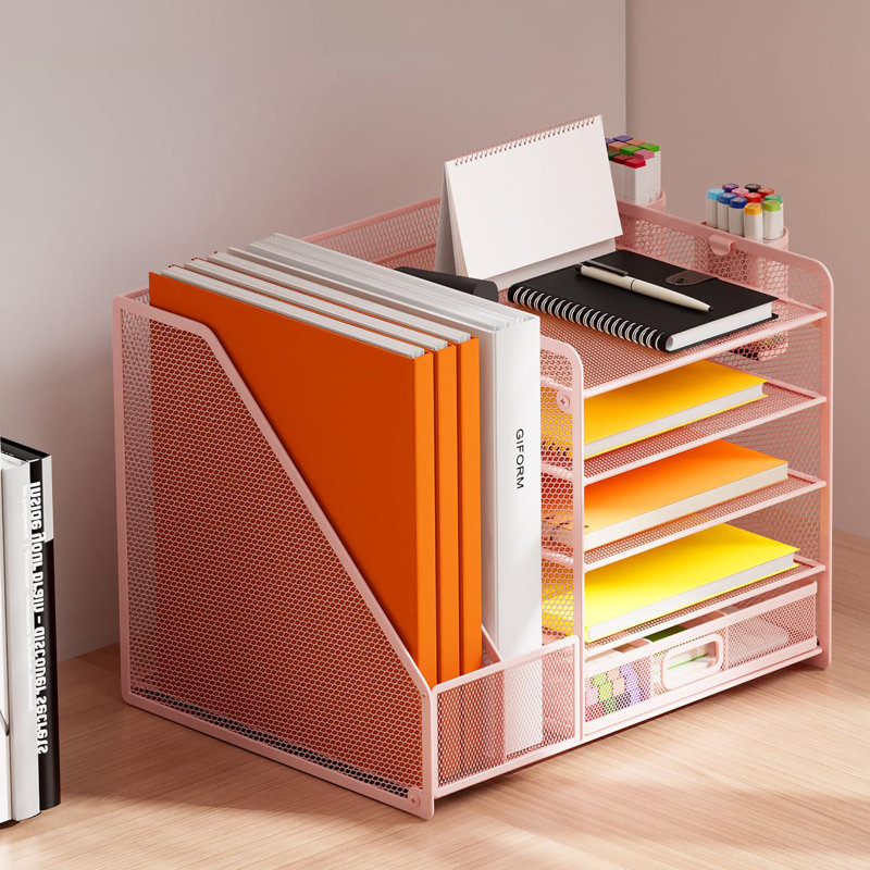 Metal Stackable File Organiser, Pink