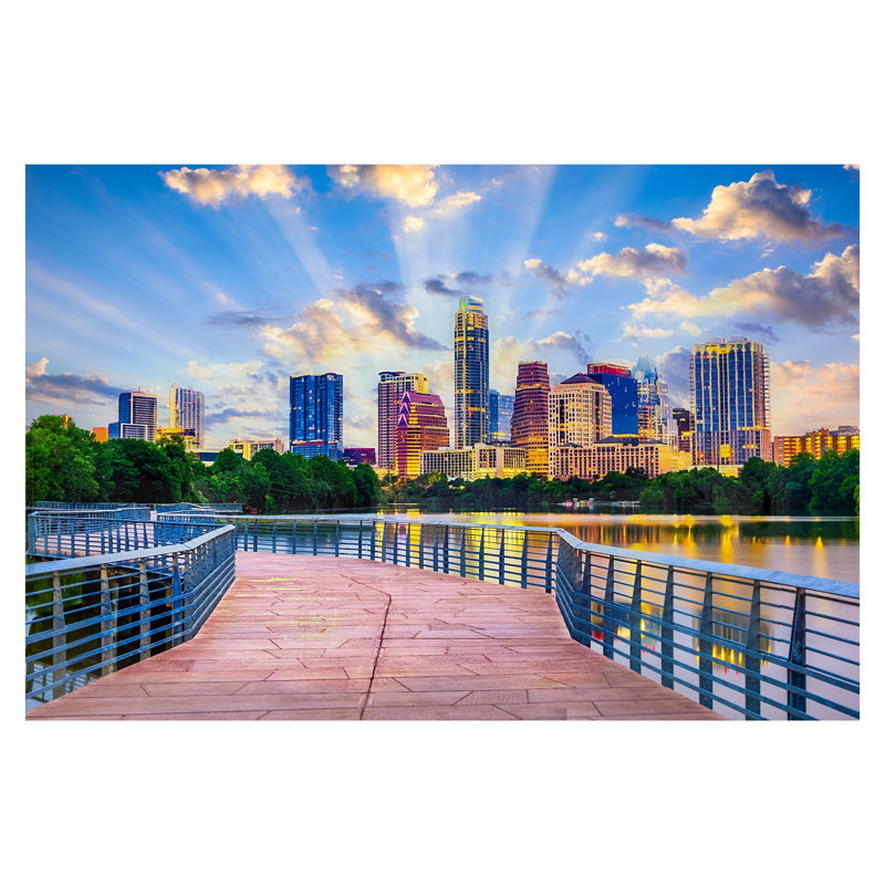 Art mural en verre trempé sans cadre Austin TX - 60 po x 40 po