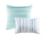 Édredon et courtepointe à imprimé seersucker - bleu tempête, bleu sarcelle 100% 1 courtepointe, 2 taies décoratives, coussin décoratif 8 rayures aquarelles-124544226-124544227