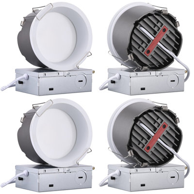 Éclairage encastré à DEL de 4 pouces avec boîte en J, anti-reflets profonds à garniture étroite, 5CCT, à intensité variable, IRC 90