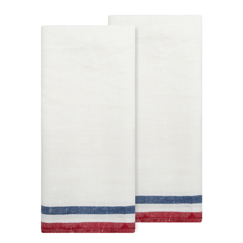 Camryn Stripe Tea Towel Kitchen Towel, White/Red/White/Blue