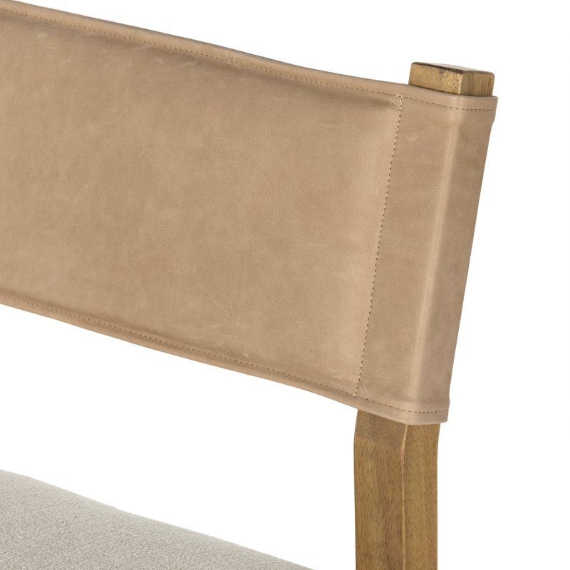 Ferris Stool, Bar Stool (29.92" Seat Height), Thames Cream/Winchester Beige Poly Bend/Leather, Burnished Parawood