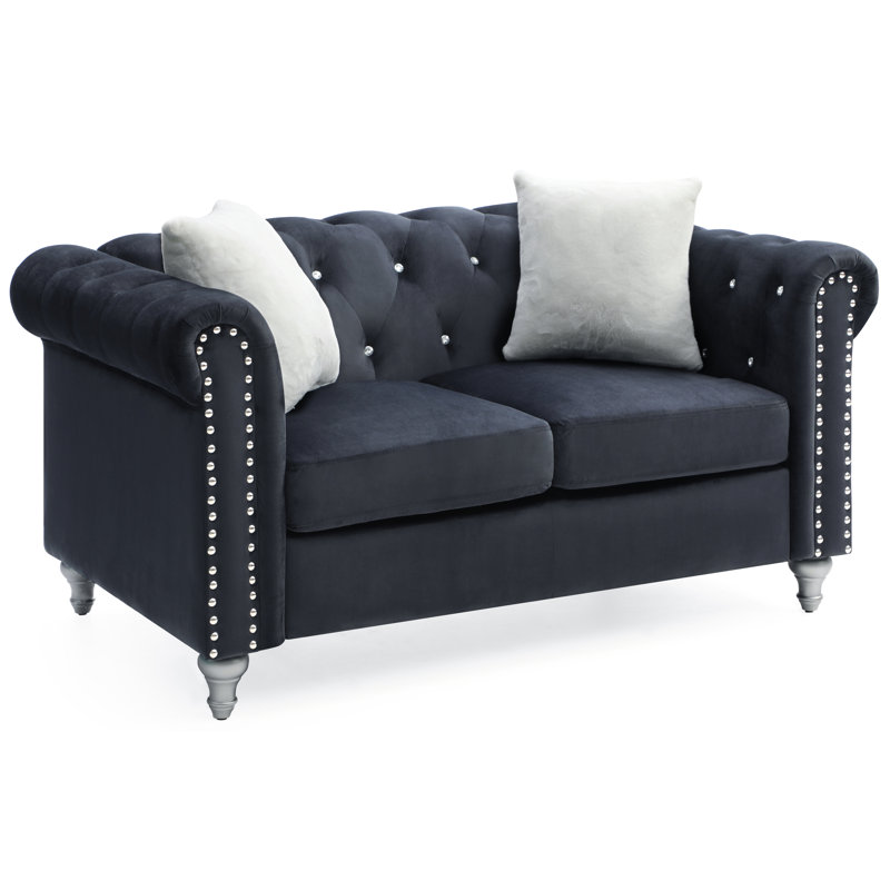 Causeuse Chesterfield Glory Furniture Raisa, Noir