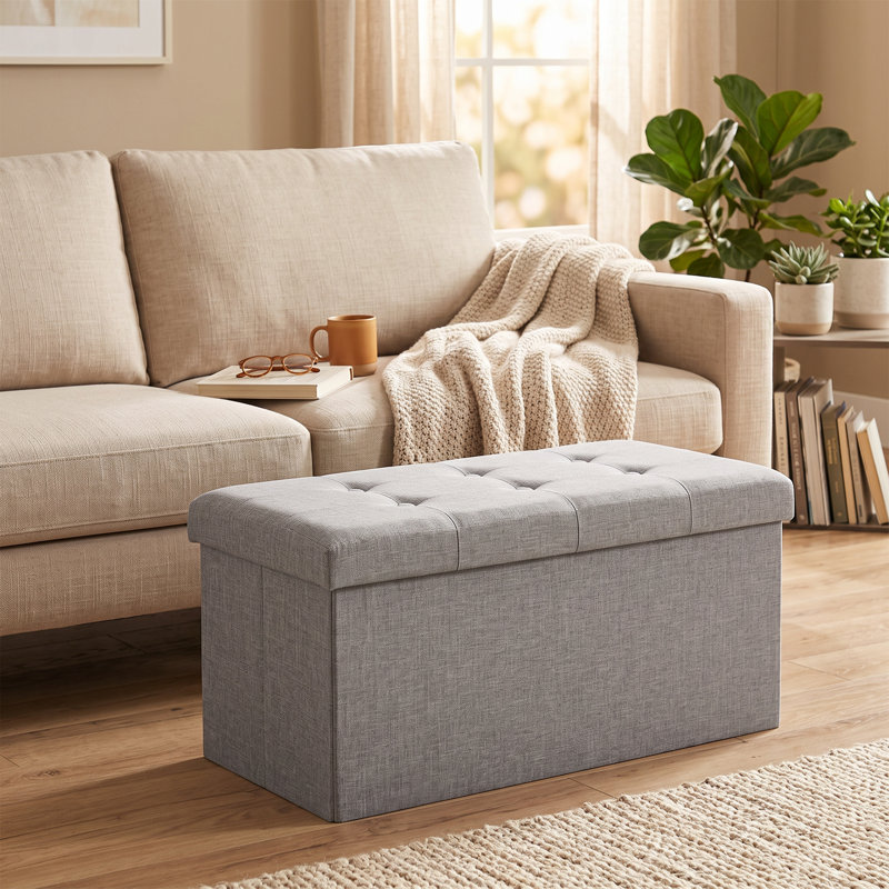 Repose-pieds de rangement pliant avec bac amovible Lavish Home, Gris