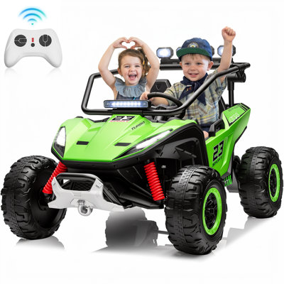 Buggy 2 places 24V pour enfants avec télécommande parentale, alimentation 4RM, lumières DEL, Bluetooth et suspension indépendante