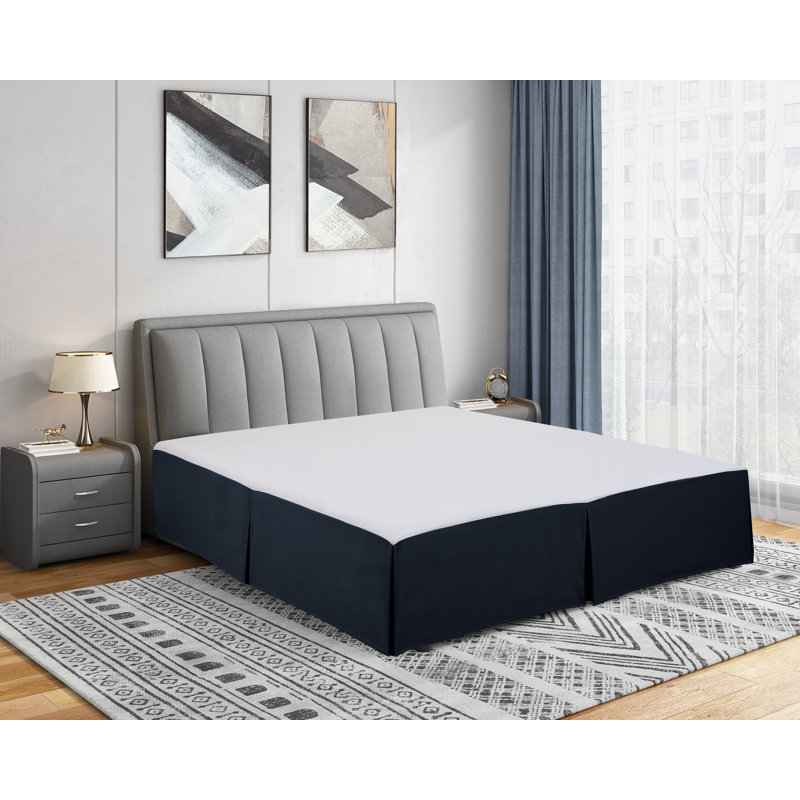 Jupe de lit en microfibre douce de 14 po Wayfair Basics® 1800 Series, Double, Bleu marine