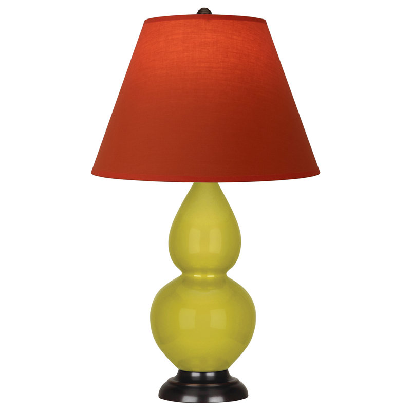 Small Double Gourd Accent Lamp - Sangria, Deep Patina Bronze - Lavender, Plum Shade, Citron/Bronze, Orange/Taupe Lining