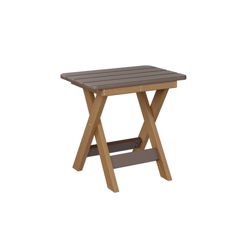 Berlin Gardens Folding End Table, Chocolate Brown, Natural Teak