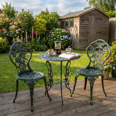 Germain Rose Floral Outdoor Garden Patio Bistro Set