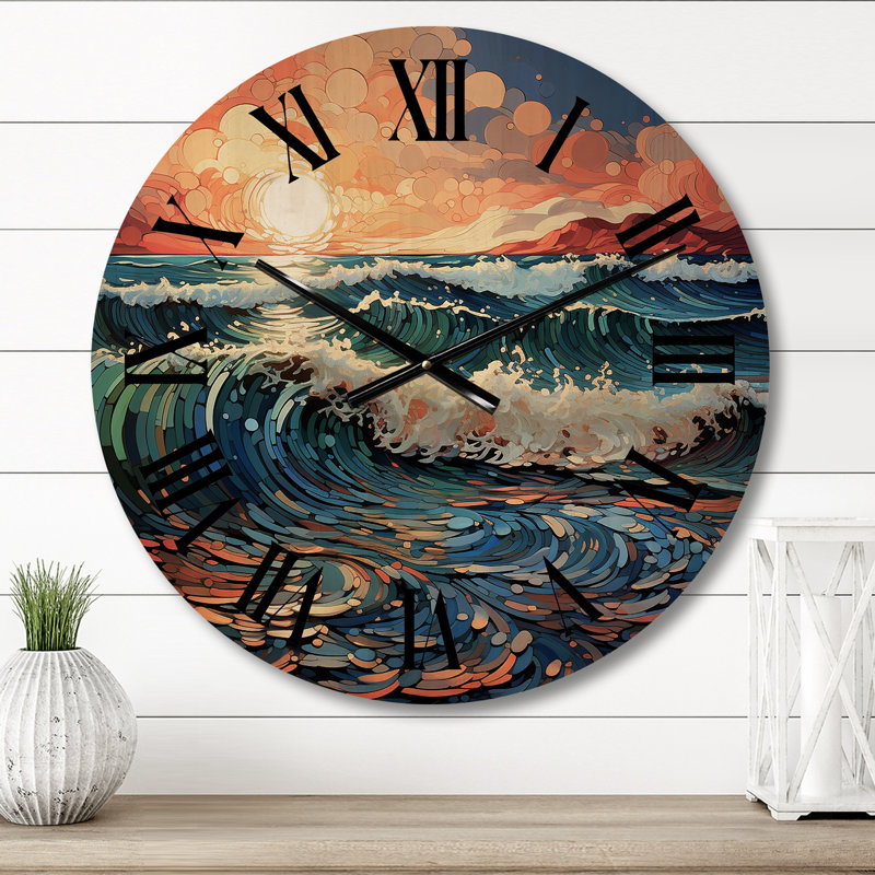 Horloge murale en bois massif Robertsdale, Moyenne