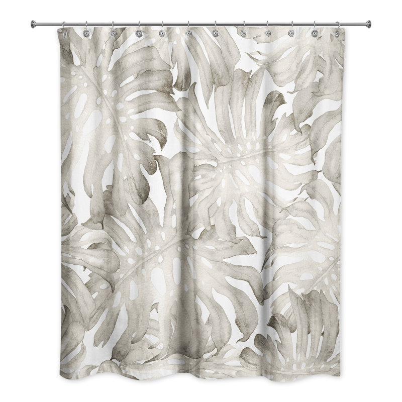 Rideau de douche simple à motif floral coréen, Crème