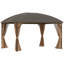 Pavillon de jardin avec toit rigide 10 pi x 13 pi avec rideaux, moustiquaire, pavillon avec toit en acier