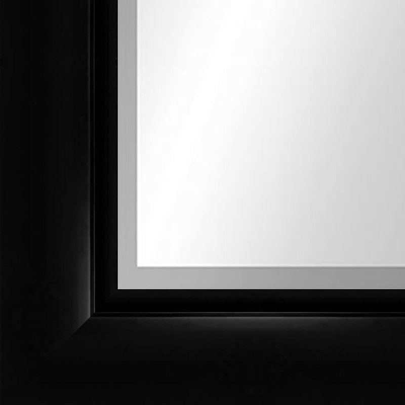 Wood Wall Mirror, Matte Black, 50" x 32"