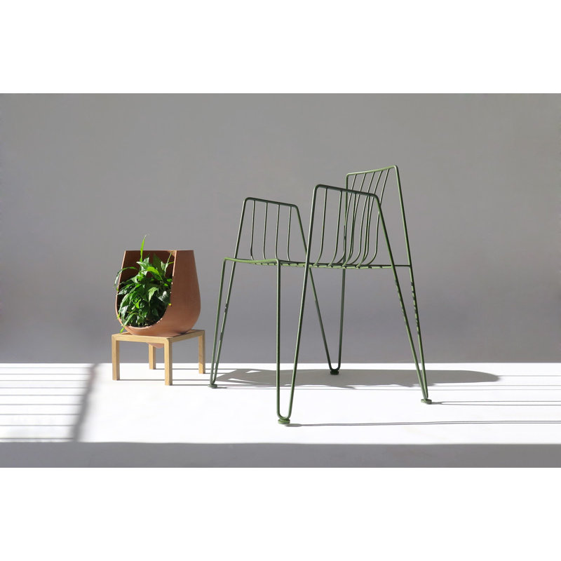 Frakston Stacking Patio Dining Armchair with Cushion, Green