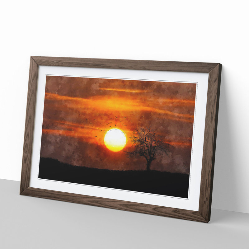 Tree at Sunset Vol.2 - Picture Frame Graphic Art, Walnut, 27cm H x 36cm W x 2cm D