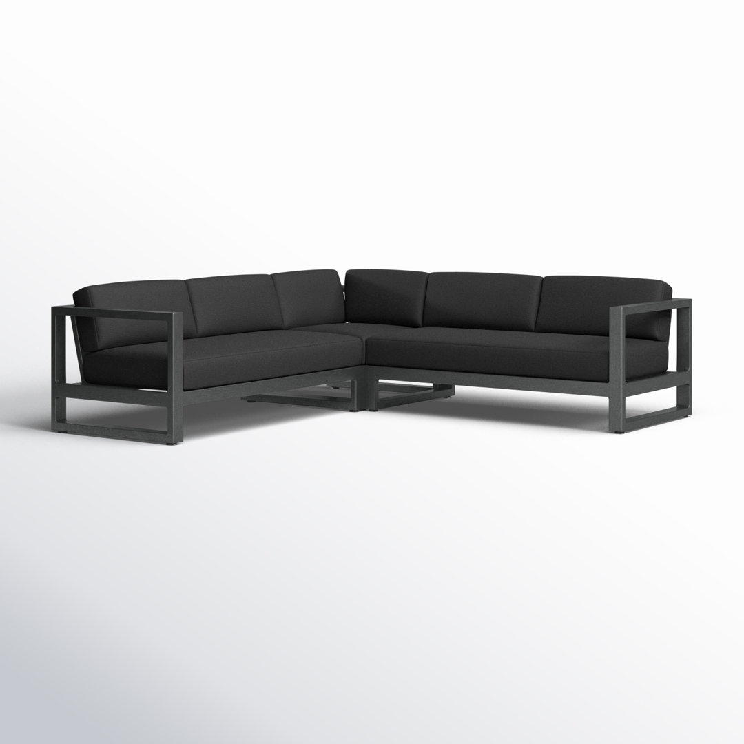 Georgie 96.07'' Wide Rectangle Powder Coated Aluminum Patio Sectional with Sunbrella® Cushions Joss & Main Cushion 