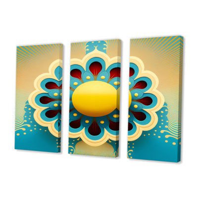 «Blossoming Golden Moon I», reproduction de 3 pièces sur toile