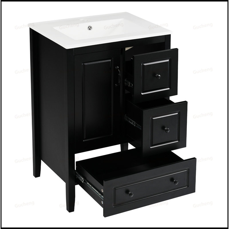 24"Freestand Bathroom Vanity With Soft-Closing Drawers