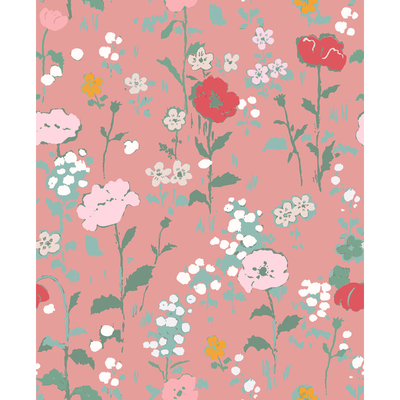 Paule Marrot Floral Wallpaper Double Roll, Blush Rose