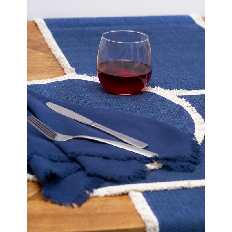 Fringed Placemat Set of 6, Blue
