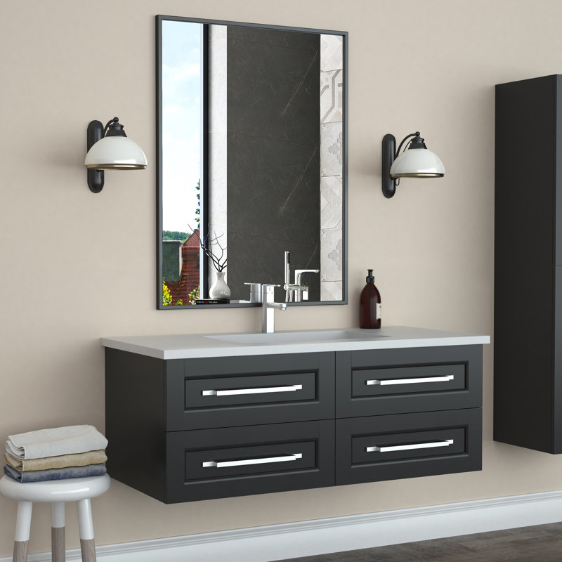 Miroir de salle de bain / Miroir de coiffeuse, Noir, 40 po x 30 po