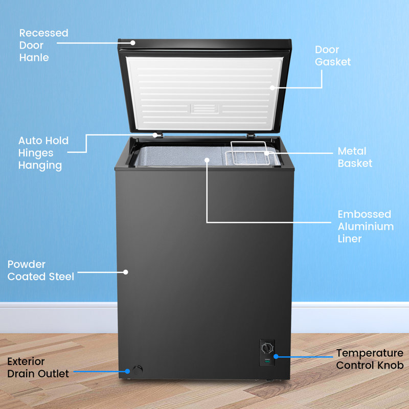 3.4 Cubic Feet Garage Ready Chest Freezer with Adjustable Temperature Controls, Black